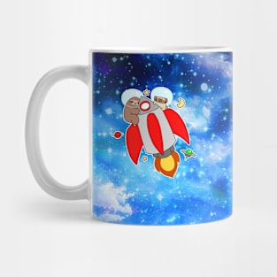 Rocket Ship Sloth Pug Night Sky Mug